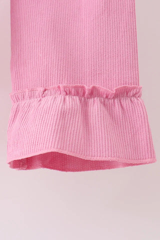 Sterling Pink Corduroy Lace Smocked Ruffle Pants Set