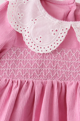 Sterling Pink Corduroy Lace Smocked Ruffle Pants Set