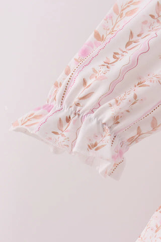 Thankful in Bloom Embroidered Ruffle Pants Set