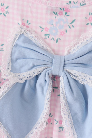 Pippy Pink Floral Bow Girl Bloomer Set
