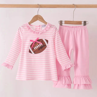 Touchdown Twinkle Sequin Stripe Ruffle Pants Set