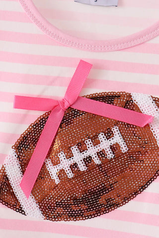 Touchdown Twinkle Sequin Stripe Ruffle Girl Pants Set