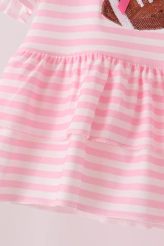 Touchdown Twinkle Sequin Stripe Ruffle Girl Pants Set