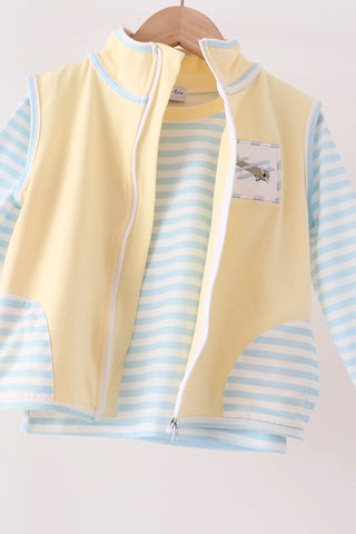 Airfield Adventures Embroidered Stripe Boy Vest Set