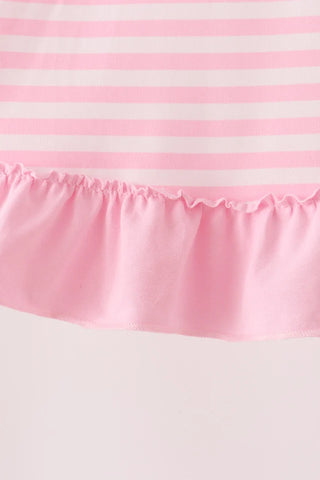 Touchdown Twinkle Sequin Stripe Ruffle Girl Dress