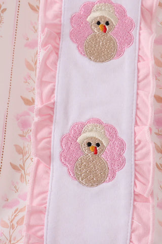 Thankful In Bloom Embroidered Ruffle Bubble