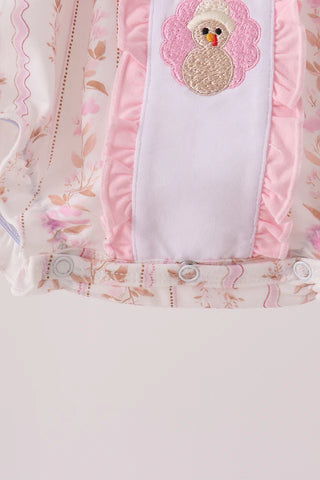 Thankful In Bloom Embroidered Ruffle Bubble