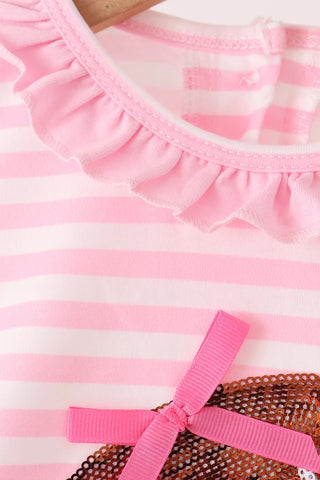 Touchdown Twinkle Sequin Stripe Ruffle Bubble