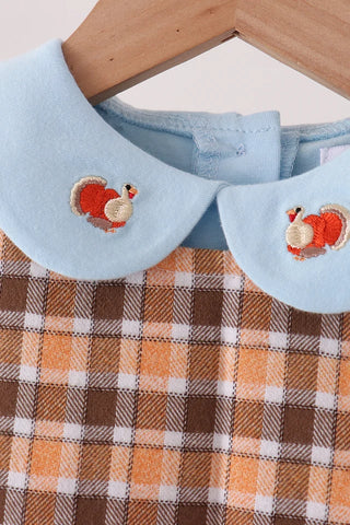 Little Harvest Turkey Embroidered 2pc Dress Set