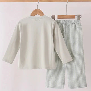 Harvest Turkey Trio Embroidered Gingham Boy Pants Set