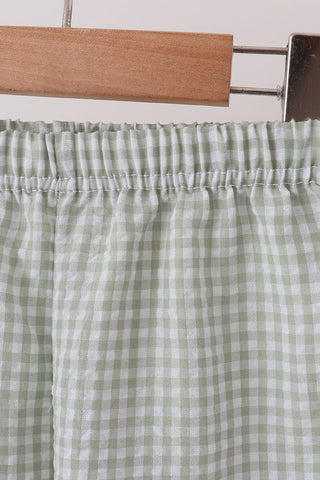 Harvest Turkey Trio Embroidered Gingham Boy Pants Set