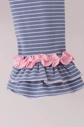 Miss Prissy Feathers Applique Ruffle Pants Set