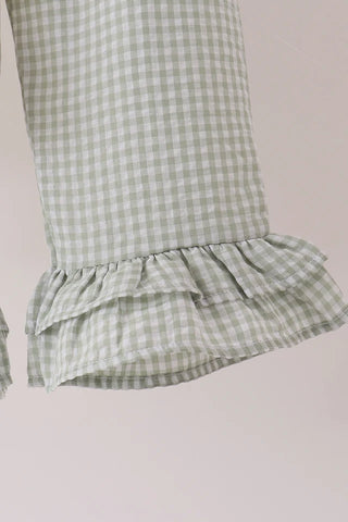 Harvest Turkey Trio Embroidered Gingham Ruffle Pants Set