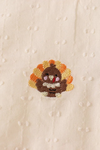 Harvest Turkey Trio Embroidered Gingham Ruffle Pants Set