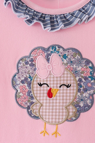 Miss Prissy Feathers Applique Ruffle Dress