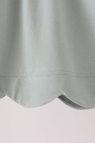 Three Gobblers Embroidered Scalloped Girl Dress