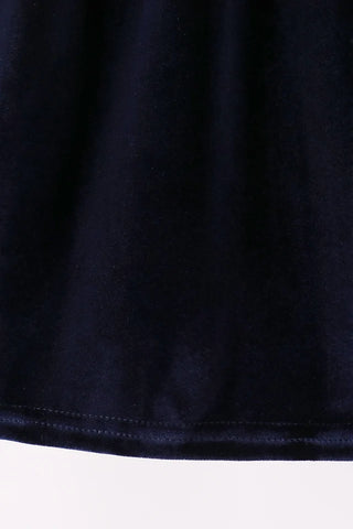 Aspen Navy Velvet Plaid Bow Dress