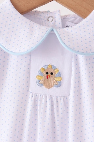 Turkey Trot & Dots Embroidered Boy Romper