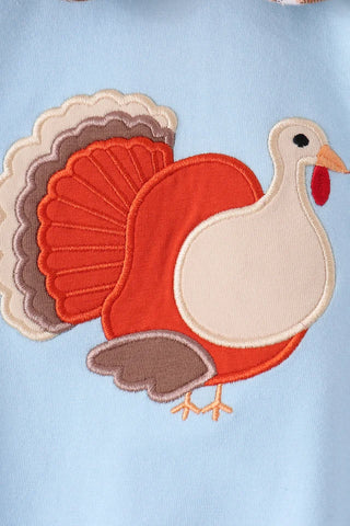 Little Harvest Turkey Embroidered Ruffle Bubble
