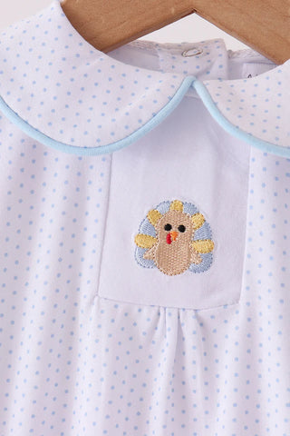 Turkey Trot & Dots Embroidered Boy Bubble