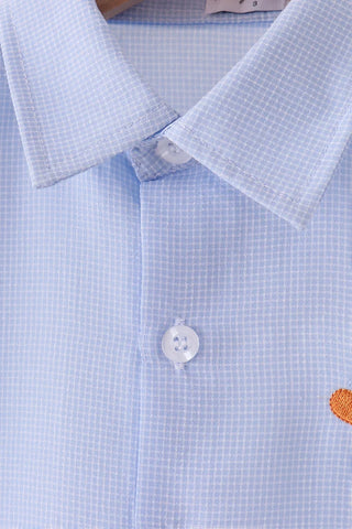 Cotton Sky Turkey Embroidered Boy Button Down Shirt