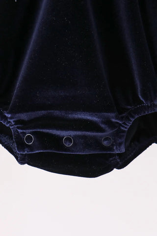 Aspen Navy Velvet Plaid Ruffle Bubble