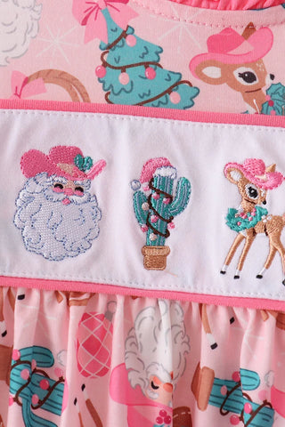 Cowboy Clause Embroidered Ruffle Pants Set