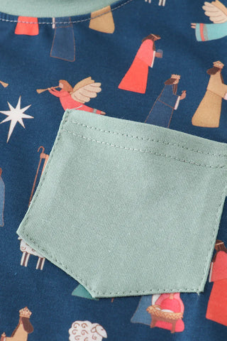 Navy Nativity Boy Lounge Set