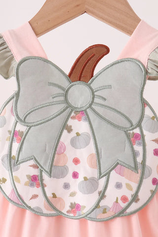 Pumpkin Posy Bow Applique Ruffle Bubble