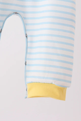 Little Dirt Digger Applique Stripe Boy Romper