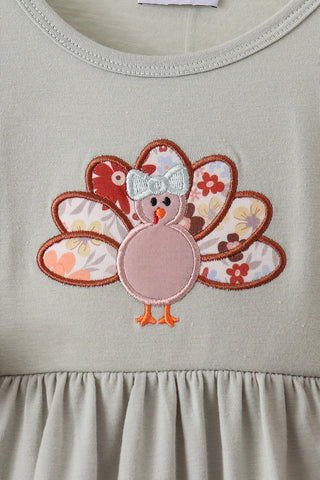 Turkey & Posies Applique Dress