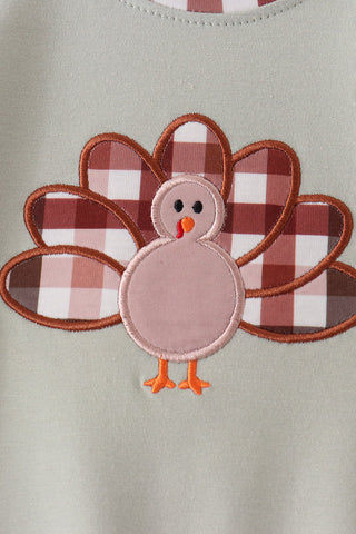 Turkey & Plaid Applique Boy Romper