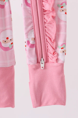 Santa Snuggles Bamboo Ruffle Zip Romper
