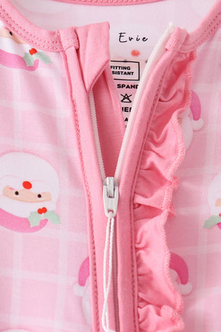 Santa Snuggles Bamboo Ruffle Zip Romper