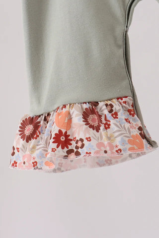 Turkey & Posies Applique Ruffle Romper