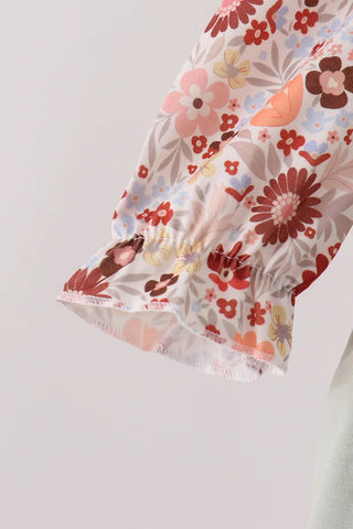 Turkey & Posies Applique Ruffle Bubble Set
