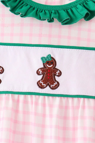 Gingerbread Village Embroidered Ruffle Romper