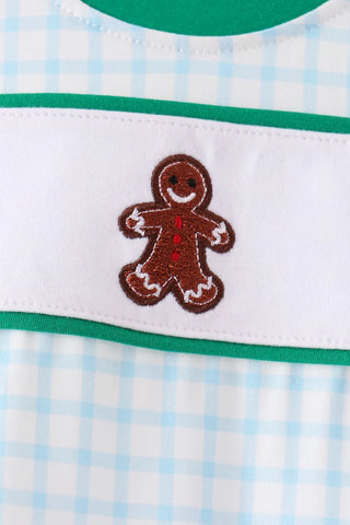 Gingerbread Village Embroidered Boy Romper