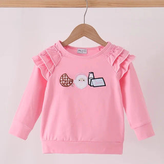 Set Out For Santa Embroidered Ruffle Top