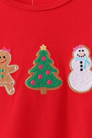Christmas Trio Embroidered Girl Pants Set