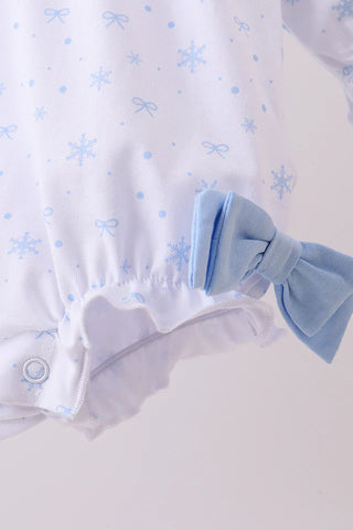 Snowy Bows Embroidered Girl Bubble