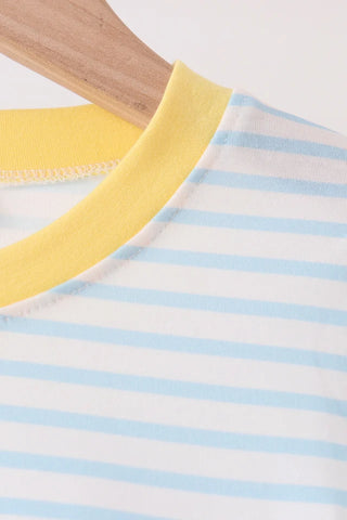 Little Dirt Digger Applique Stripe Boy Top