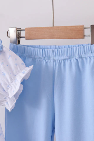 Snowy Bows Embroidered Girl Pants Set