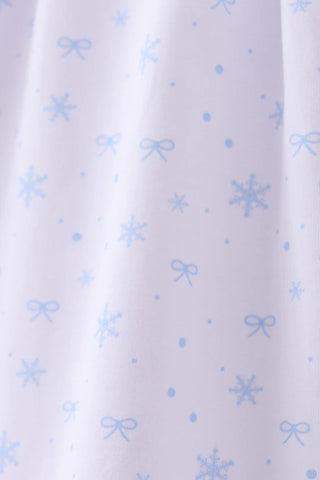 Snowy Bows Embroidered Girl Pants Set