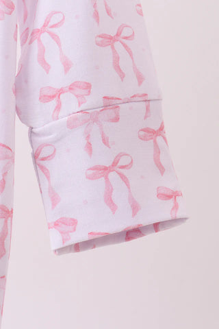 Lovely Little Bows Bamboo Ruffle Baby Zip Romper