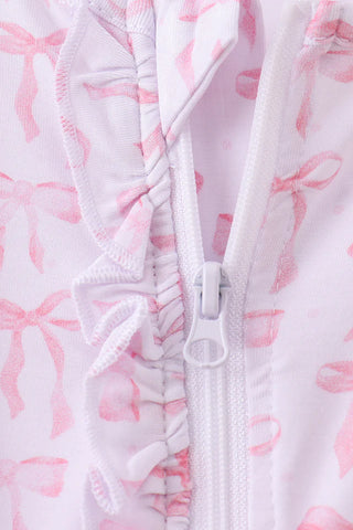 Lovely Little Bows Bamboo Ruffle Baby Zip Romper