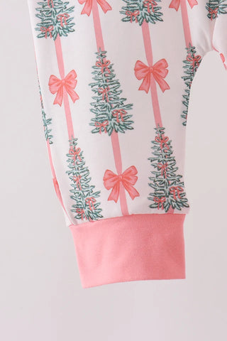Bow-Tied Christmas Trees Ruffle Romper