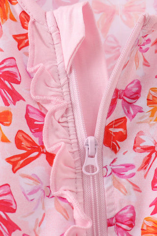 Pink Berry Bowtique Bamboo Ruffle Zip Romper