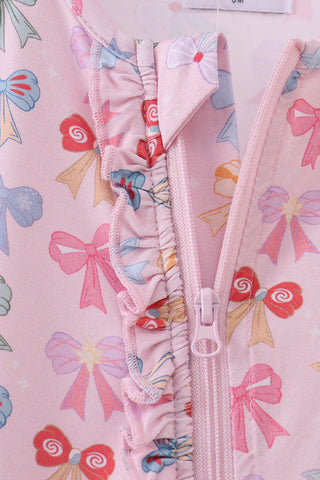 Fairytale Bows Bamboo Ruffle Baby Zip Romper