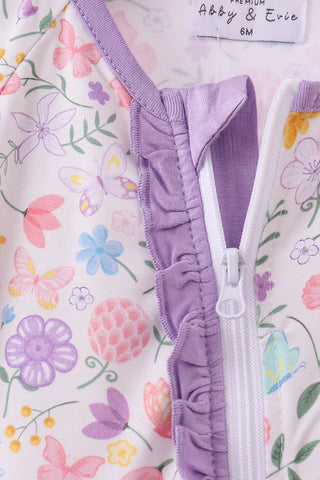 Butterfly Blossom Bamboo Baby Zip Romper